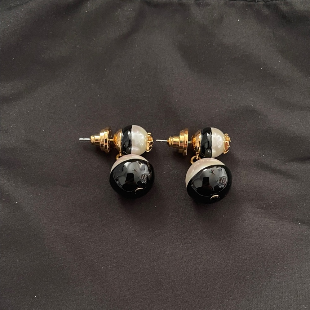 Tory Burch Black and White Drop Earrings